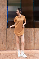Robe courte en maille à col polo