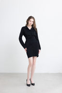 Robe courte cache-cœur froncée