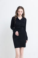 Robe courte cache-cœur froncée