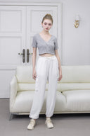 Crop top côtelé à col V