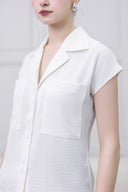 Chemisier texturé à col tailleur et manches courtes
