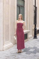 Robe longue colonne bustier texturée