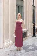 Robe longue colonne bustier texturée