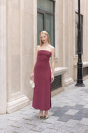 Robe longue colonne bustier texturée