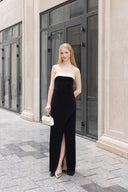 Robe mi-longue bustier à fente