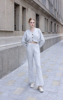 Pantalon évasé taille haute