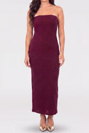 Robe longue colonne bustier texturée