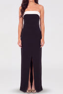 Robe mi-longue bustier à fente