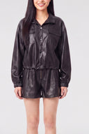 Surchemise en simili cuir ceinturée