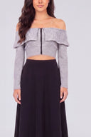 Pull zippé à épaules dénudées